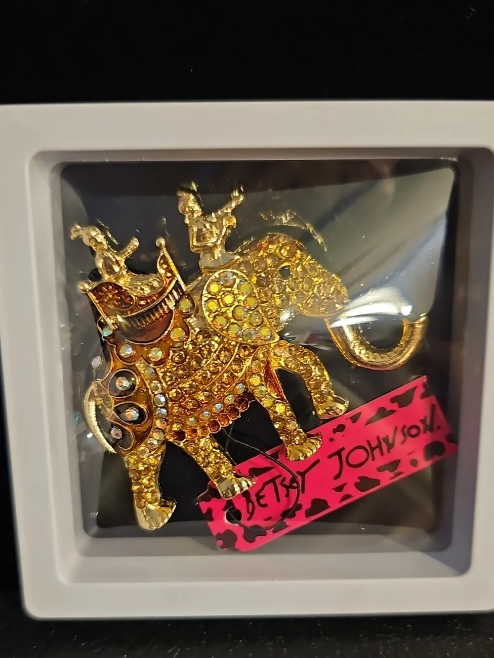 Rhinestone Elephant Brooch